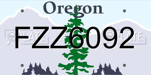 FZZ6092 Oregon License Plate