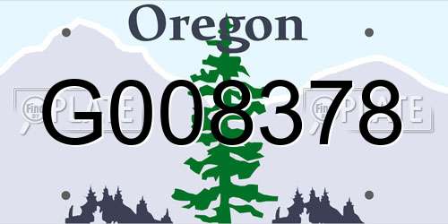G008378 Oregon License Plate