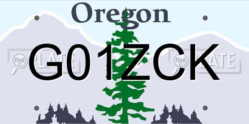 G01ZCK Oregon License Plate