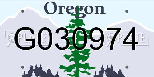 G030974 Oregon License Plate