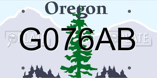 G076AB Oregon License Plate