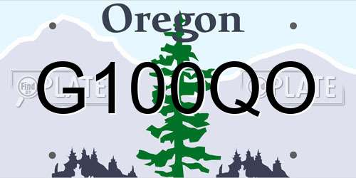 G100QO Oregon License Plate