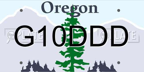 G10DDD Oregon License Plate