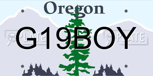 G19BOY Oregon License Plate