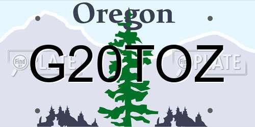 G20TOZ Oregon License Plate