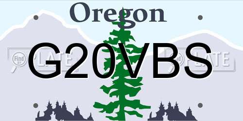 G20VBS Oregon License Plate