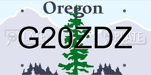 G20ZDZ Oregon License Plate