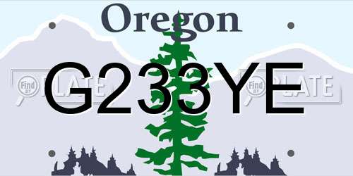 G233YE Oregon License Plate