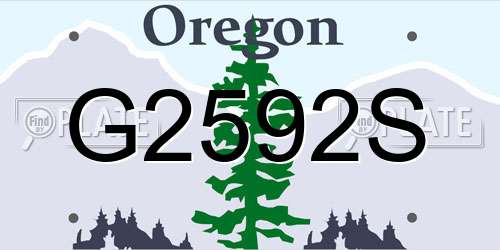 G2592S Oregon License Plate
