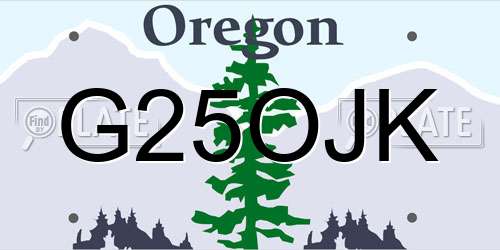 G25OJK Oregon License Plate