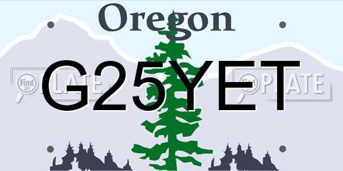 G25YET Oregon License Plate
