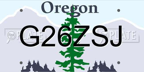 G26ZSJ Oregon License Plate