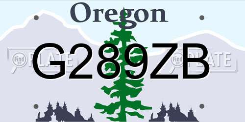 G289ZB Oregon License Plate