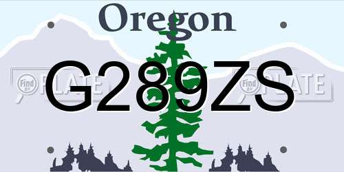 G289ZS Oregon License Plate