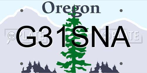 G31SNA Oregon License Plate