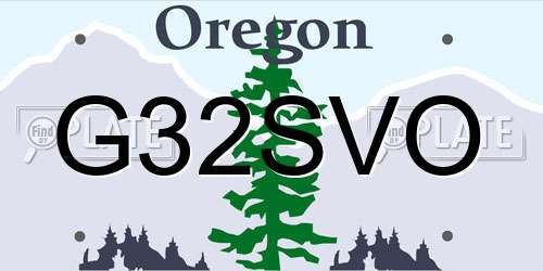 G32SVO Oregon License Plate