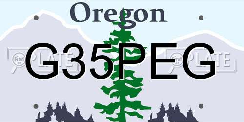 G35PEG Oregon License Plate