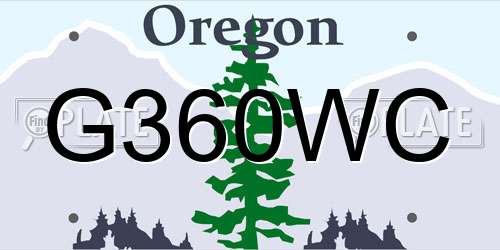 G360WC Oregon License Plate