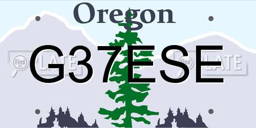 G37ESE Oregon License Plate