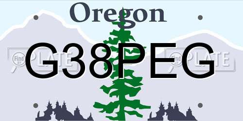G38PEG Oregon License Plate