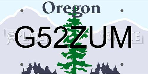G52ZUM Oregon License Plate