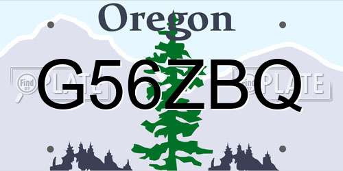 G56ZBQ Oregon License Plate
