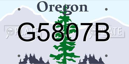 G5807B Oregon License Plate