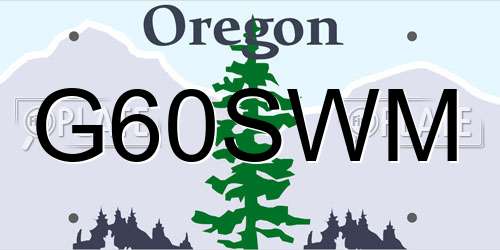 G60SWM Oregon License Plate