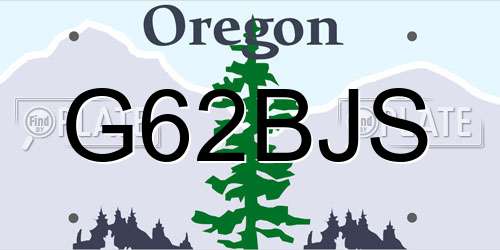 G62BJS Oregon License Plate