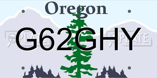 G62GHY Oregon License Plate