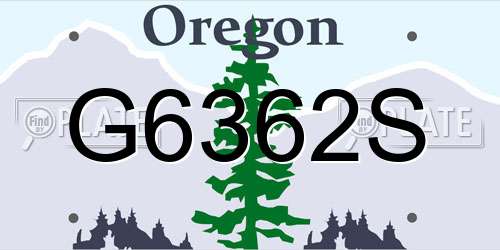 G6362S Oregon License Plate