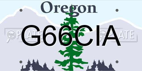 G66CIA Oregon License Plate