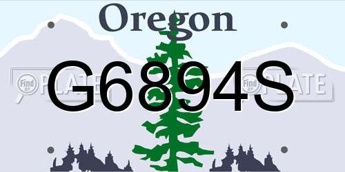 G6894S Oregon License Plate