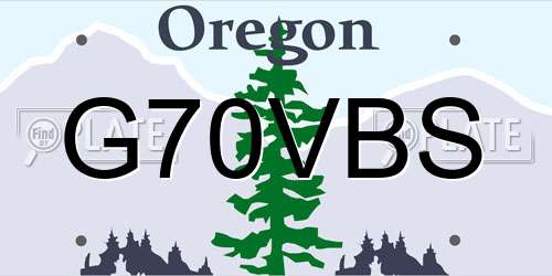 G70VBS Oregon License Plate