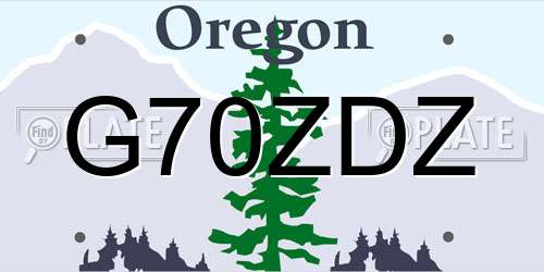 G70ZDZ Oregon License Plate