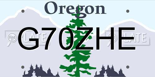 G70ZHE Oregon License Plate