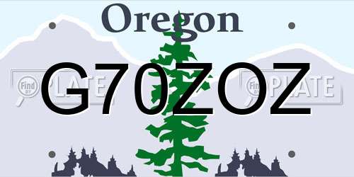 G70ZOZ Oregon License Plate