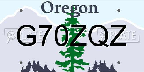 G70ZQZ Oregon License Plate