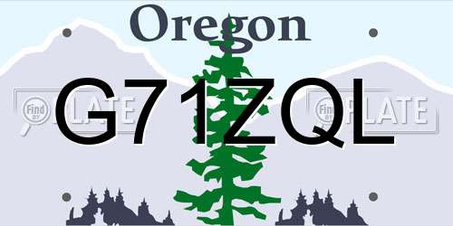 G71ZQL Oregon License Plate