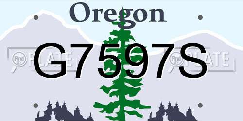 G7597S Oregon License Plate