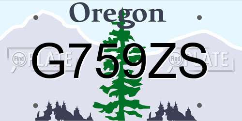 G759ZS Oregon License Plate