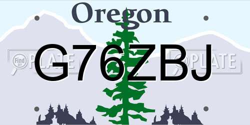G76ZBJ Oregon License Plate