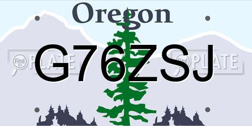 G76ZSJ Oregon License Plate