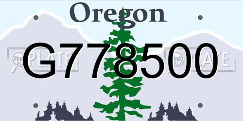 G778500 Oregon License Plate