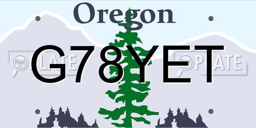 G78YET Oregon License Plate