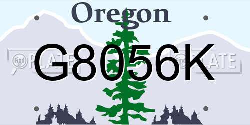 G8056K Oregon License Plate