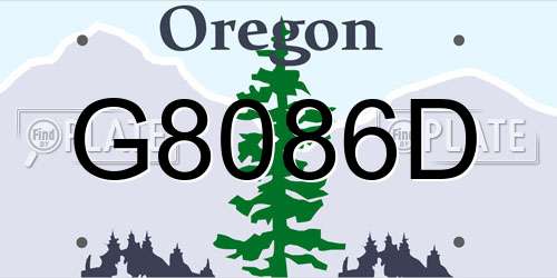 G8086D Oregon License Plate