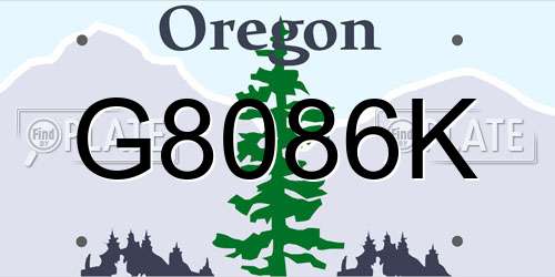 G8086K Oregon License Plate