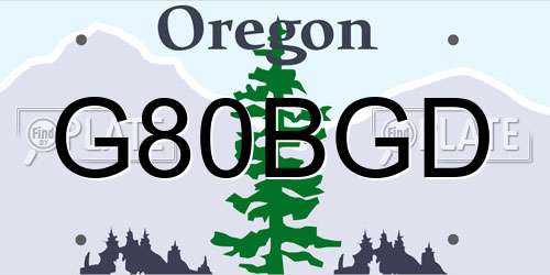G80BGD Oregon License Plate