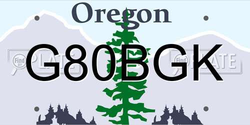 G80BGK Oregon License Plate